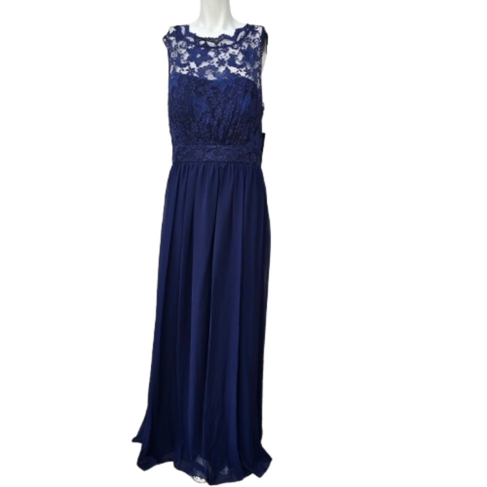 Bridesmaid Elegant Navy Blue Lace Evening Gown Plus Size 4XL